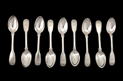 Lot 54 - Nine George III sterling silver teaspoons, London 1815 by Paul Storr (1771 - 1844, reg. 12th Jan 1793)