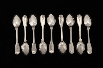 Lot 54 - Nine George III sterling silver teaspoons, London 1815 by Paul Storr (1771 - 1844, reg. 12th Jan 1793)