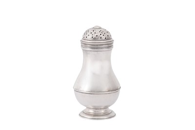 Lot 85 - A George II silver ‘duty dodger’ pepper caster, London circa 1730 by Elizabeth Goodwin (reg. 2nd Dec 1729)