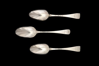 Lot 46 - A pair of George II sterling silver dessert spoons, London 1757 by Ebenezer Coker (reg. 27th March 1738)