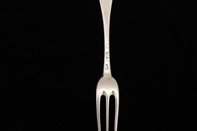 Lot 34 - A George I Britannia standard silver table fork, London 1724 by William Scarlett