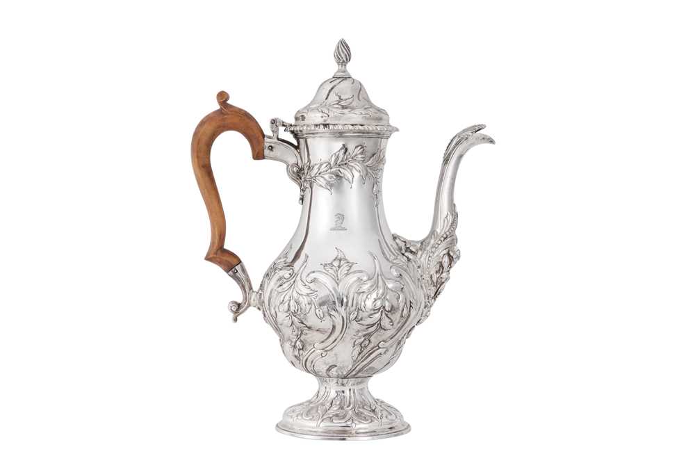 Lot 96 - A large George III sterling silver coffee pot, London 1767 by David Whyte and William Holmes