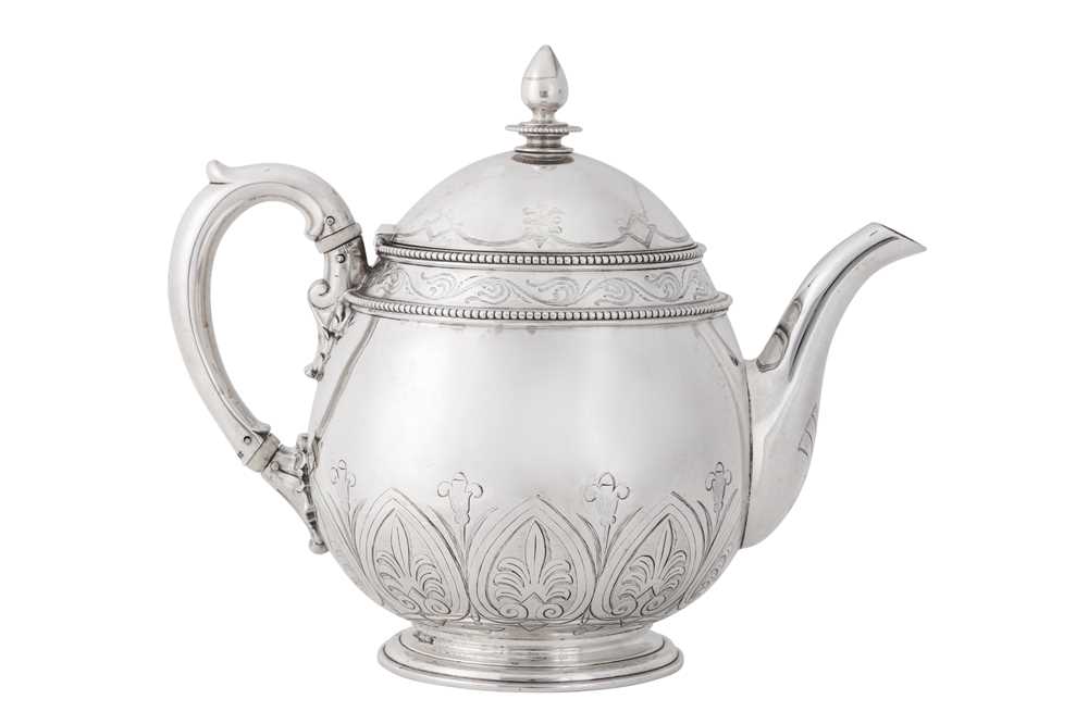 Lot 21 - A Victorian sterling silver teapot, London 1869 by Robert Garrard II (reg. 16th April 1818)