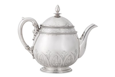 Lot 21 - A Victorian sterling silver teapot, London 1869 by Robert Garrard II (reg. 16th April 1818)