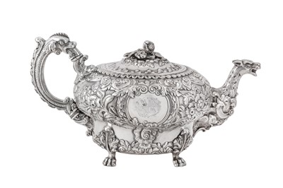 Lot 114 - A George IV Irish sterling silver 'zoomorphic' teapot, Dublin 1820 by William Nolan