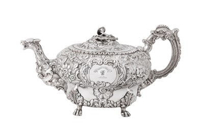 Lot 114 - A George IV Irish sterling silver 'zoomorphic' teapot, Dublin 1820 by William Nolan