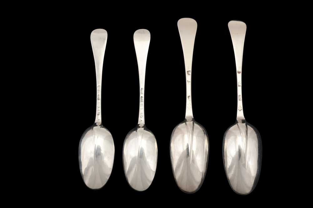 Lot 45 - Two pairs of George I sterling silver tablespoons, London 1720 by Thomas Burridge (this mark reg. 17th July 1717) and London 1723 by Charles Jackson (this mark reg. 6th July 1720)