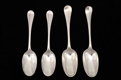 Lot 45 - Two pairs of George I sterling silver tablespoons, London 1720 by Thomas Burridge (this mark reg. 17th July 1717) and London 1723 by Charles Jackson (this mark reg. 6th July 1720)