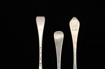 Lot 44 - A group of three Queen Anne – George I Britannia standard silver tablespoons