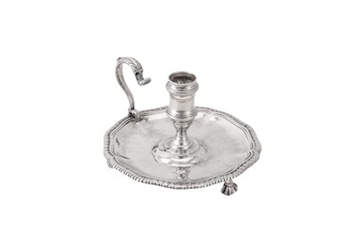 Lot 103 - A George II sterling silver chamberstick, London 1759 by William Cafe (reg. 16th Aug 1757)