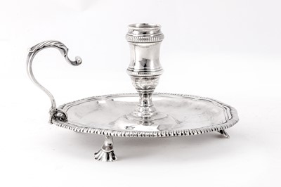 Lot 103 - A George II sterling silver chamberstick, London 1759 by William Cafe (reg. 16th Aug 1757)