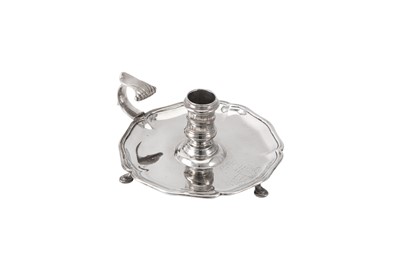 Lot 104 - A George II sterling silver chamberstick, London 1754 by John Cafe (this mark reg. 13th Dec 1742)
