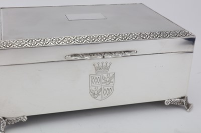 Lot 100 - Earl of Sandwich - A large George VI sterling silver cigar or cigarette box, Birmingham 1951 by Poston Products Ltd