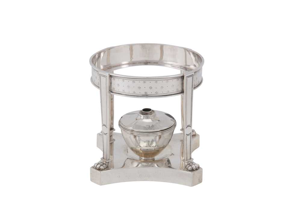 Lot 22 - A George III sterling silver coffee biggin stand, London 1815 by John Wakelin and Robert Garrard (reg. 20th Oct 1792)
