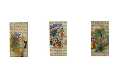 Lot 225 - FIVE FOLIOS FROM THE SHAHNAMA Herat,...