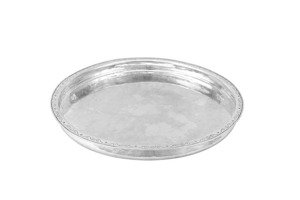 Lot 101 - A George V Arts and Crafts sterling silver tray, Birmingham 1915 by Dryad Metal Works for Collins and Co