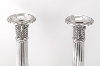 Lot 73 - A pair of early 19th century German 13 loth (812 standard) silver candlesticks, Frankfurt circa 1820 by Johann Jacob Lücke