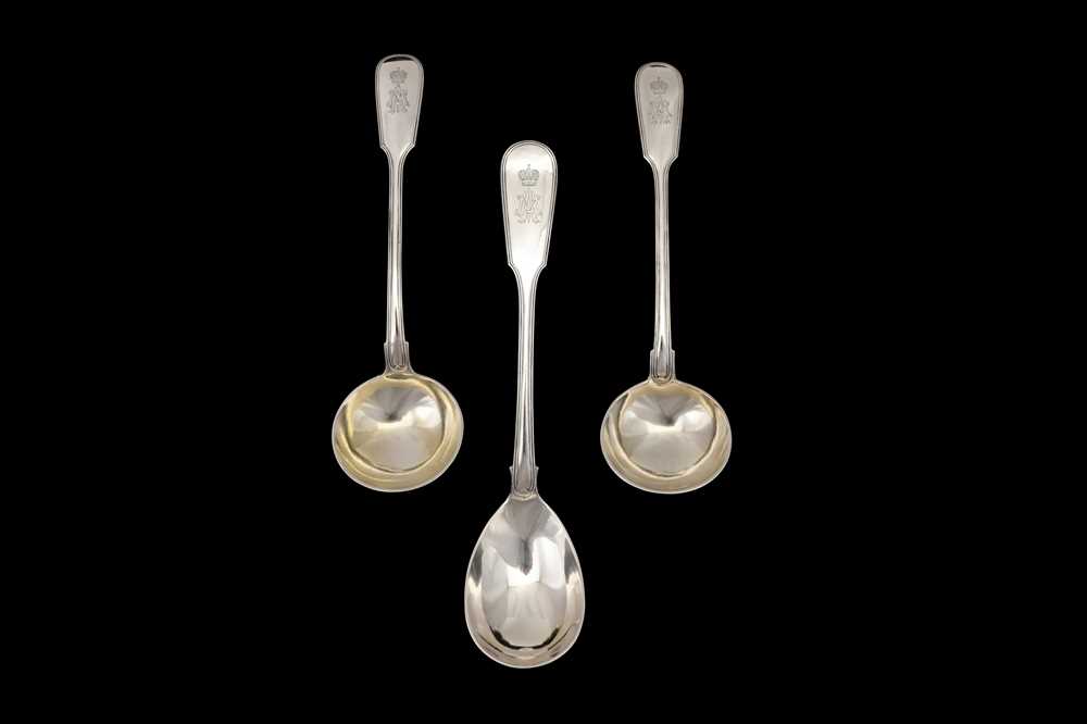 Lot 68 - Imperial - Three Alexander II / III Russian 84 Zolotnik items of flatware, Saint Petersburg circa 1890 retailed by Emil-Friedrich Yegorovich Henricsen (active circa 1870-90)