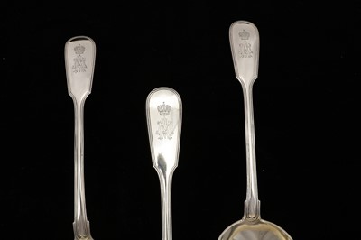 Lot 68 - Imperial - Three Alexander II / III Russian 84 Zolotnik items of flatware, Saint Petersburg circa 1890 retailed by Emil-Friedrich Yegorovich Henricsen (active circa 1870-90)