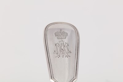 Lot 68 - Imperial - Three Alexander II / III Russian 84 Zolotnik items of flatware, Saint Petersburg circa 1890 retailed by Emil-Friedrich Yegorovich Henricsen (active circa 1870-90)