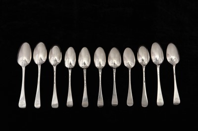 Lot 51 - A mixed group of George II - George III sterling silver dessert spoons