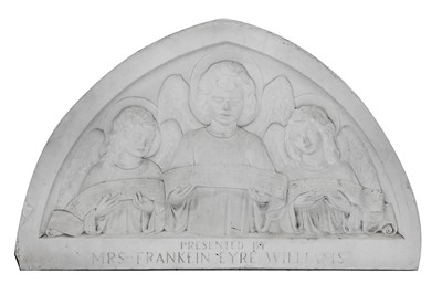 Lot 553 - A LARGE ENGLISH CARVED MARBLE RELIEF DEPICTING THREE SINGING ANGELS, LATE 19TH CENTURY