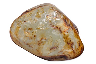 Lot 436 - A CHINESE PALE CELADON JADE PEBBLE CARVING...