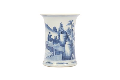 Lot 450 - A CHINESE BLUE AND WHITE BRUSH POT, BITONG.