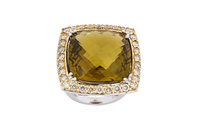 Lot 178 - Malakan | A green quartz and diamond dress ring