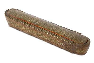 Lot 162a - A KHATAMKARI PEN CASE (QALAMDAN) WITH INKWELL...