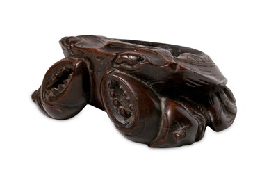 Lot 272 - A CHINESE WOOD 'CRAB' WATERPOT. With legs and...