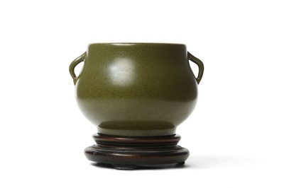 Lot 83 - A SMALL CHINESE TEA DUST-GLAZED INCENSE BURNER....