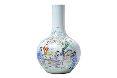 Lot 504 - A CHINESE FAMILLE ROSE FIGURATIVE BOTTLE VASE....