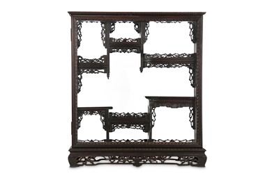 Lot 280 - A CHINESE WOOD DISPLAY CABINET. With an...