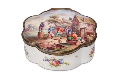 Lot 11 - A LARGE ENGLISH ENAMEL BOX, late 18th Century,...