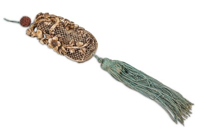 Lot 486 - A CHINESE BONE 'DOUBLE GOURD' PERFUMIER. Qing...