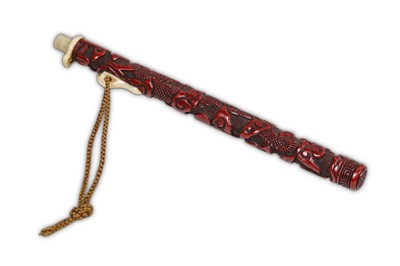 Lot 485 - A CINNABAR LACQUER PEN. 19th Century. The...