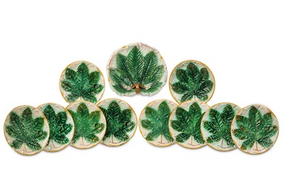 Lot 16 - A GEORGE JONES MAJOLICA DESSERT SERVICE, circa...