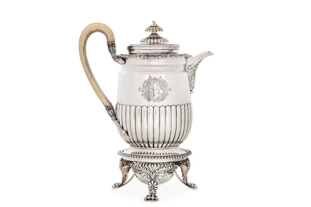 Lot 26 - A George III sterling silver coffee biggin /...