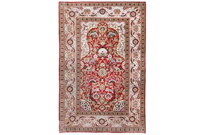 Lot 46 - A VERY FINE SILK & METAL THREAD HEREKE PRAYER...