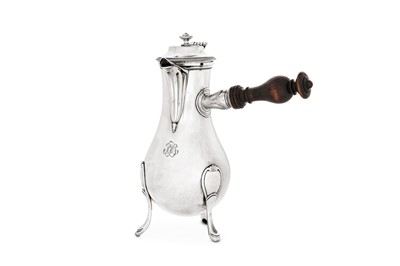 Lot 129 - A Louis XVI French silver coffee pot (Verseuse), Paris 1789, maker’s mark partially struck but certainly Mathieu de Machy (reg. 28th Nov 1770, still alive 1793)